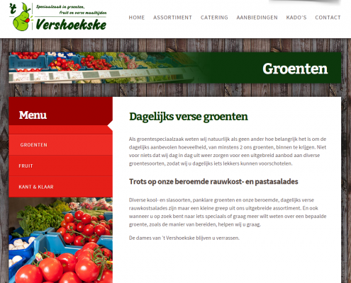 Website Vershoekske - groentenpagina